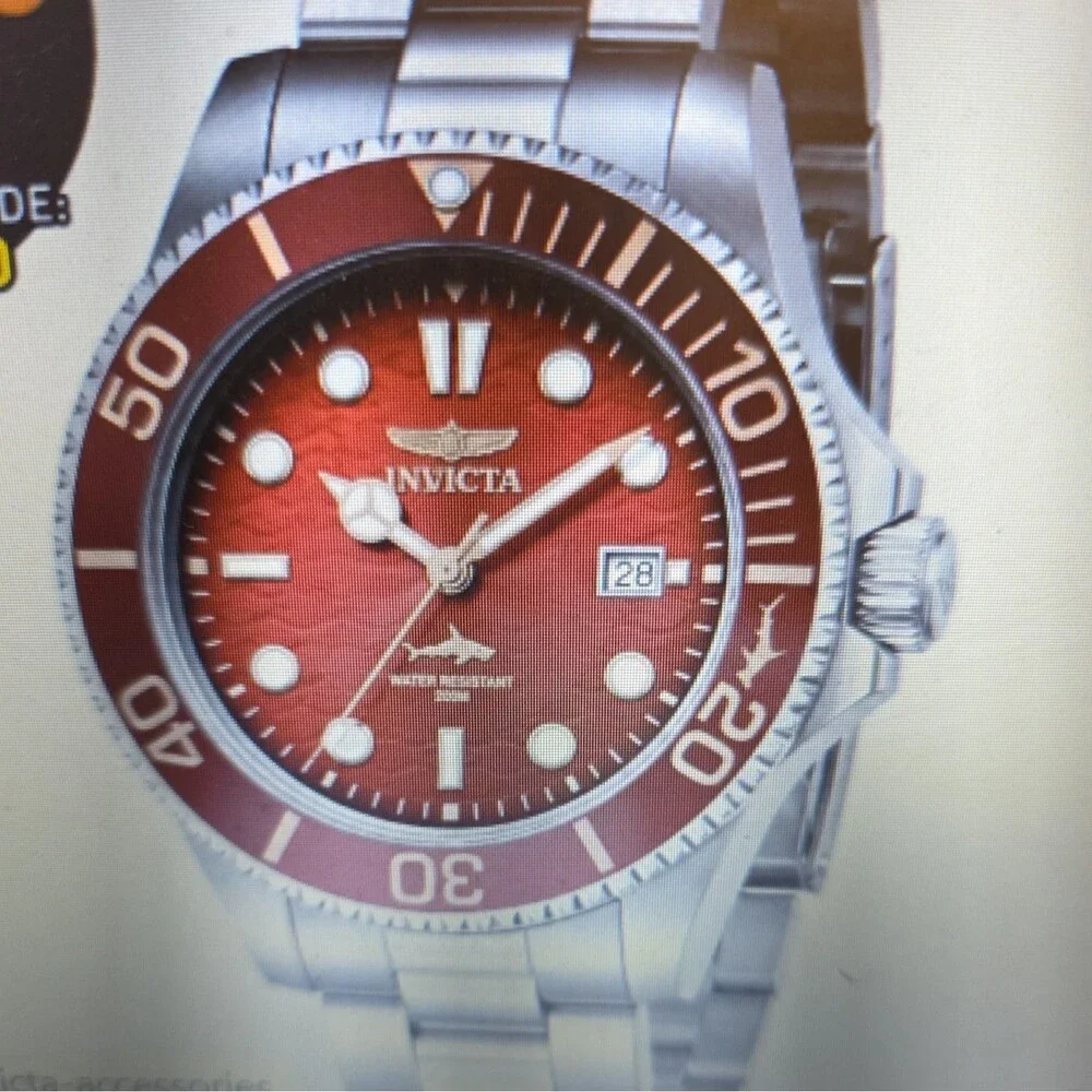 Invicta Pro Diver Men's Vectide Quartz Watch, Bracelet, Date, 42mm, Red, 200m